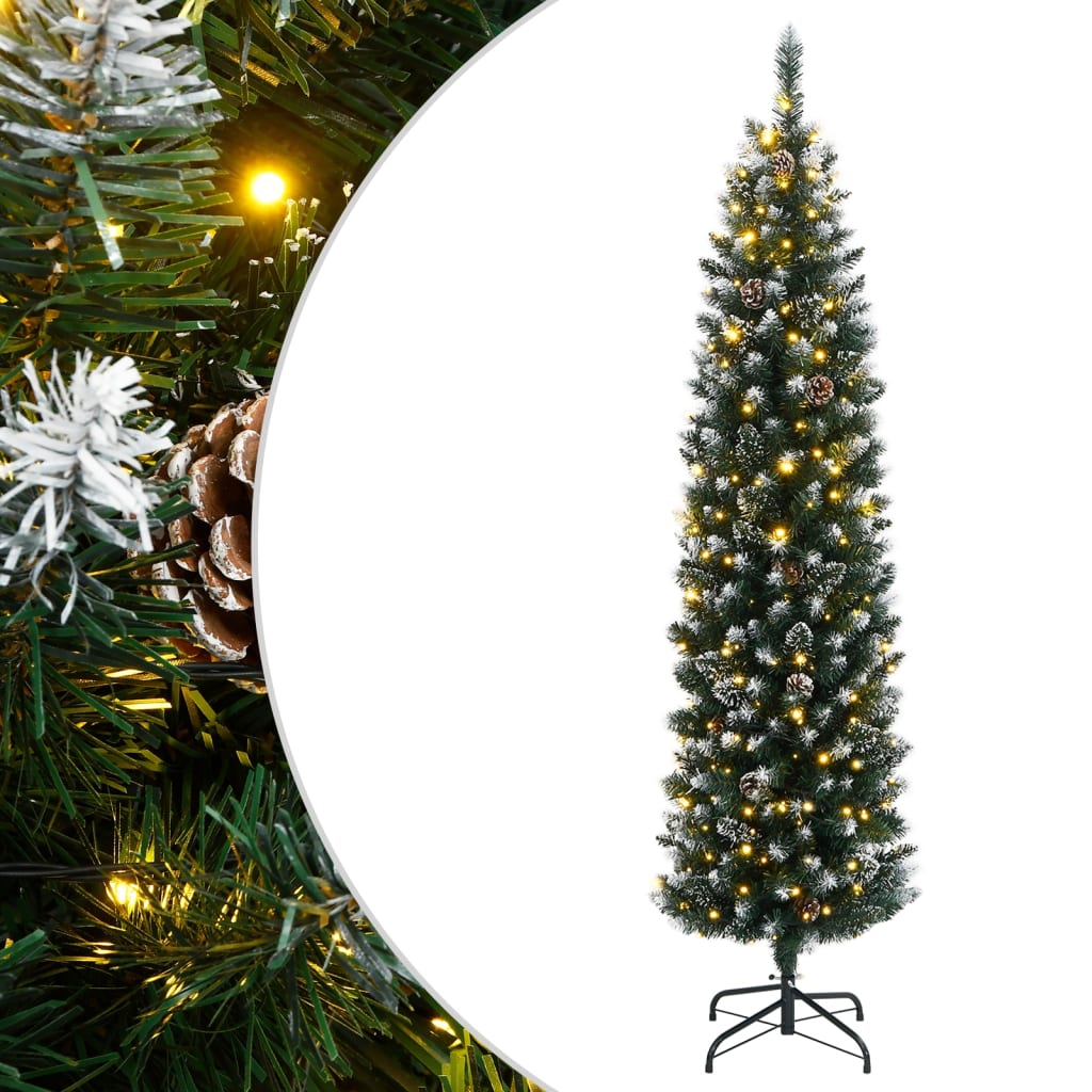 Künstlicher Schlanker Weihnachtsbaum Mit 150 Leds Grün