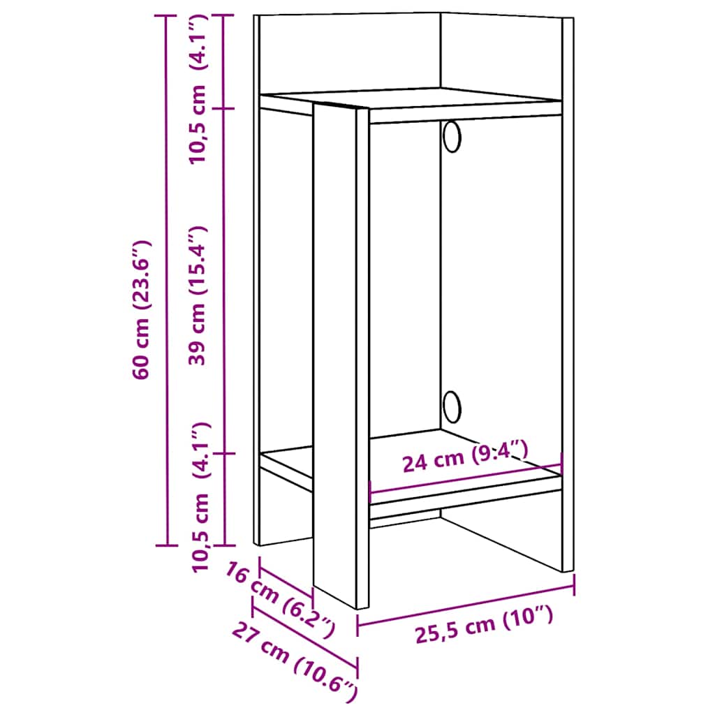 Beistelltisch Mit Ablage 25,5X27X60 Cm