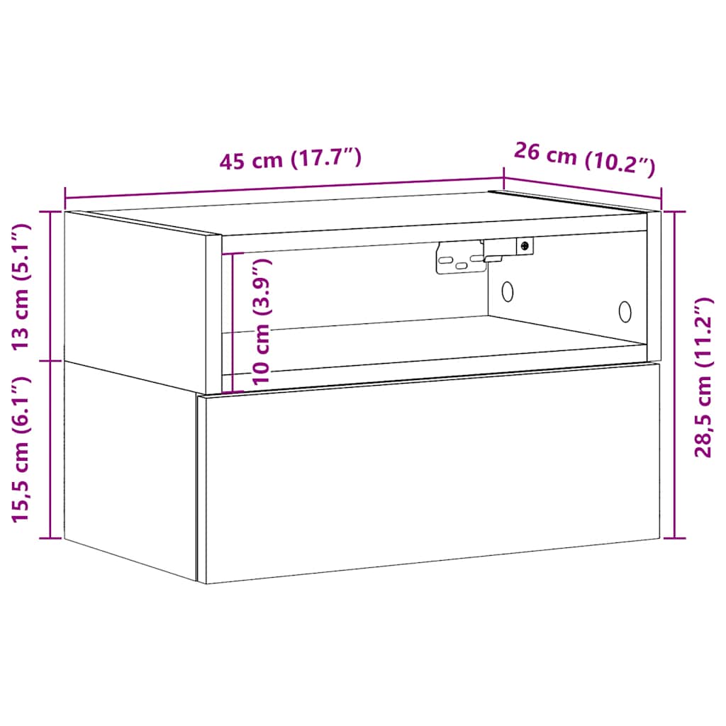 Wand-Nachttisch 45X26X28,5 Cm