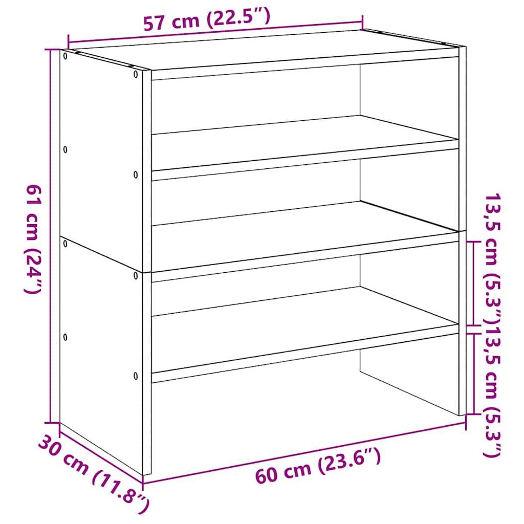 Schuhregale 2 Stk. Stapelbar 60X30X30,5 Cm Weiß