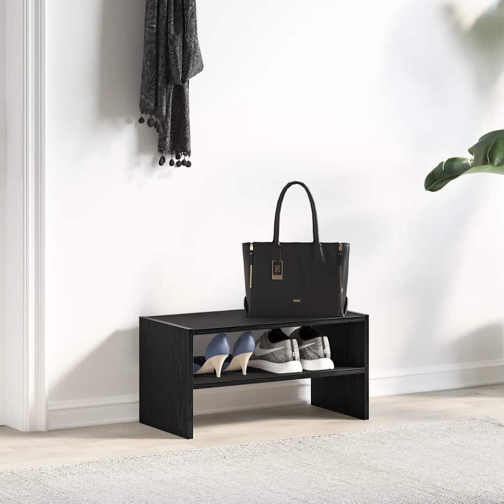 Schuhregal Stapelbar E Eiche 60X30X30,5 Cm Schwarz