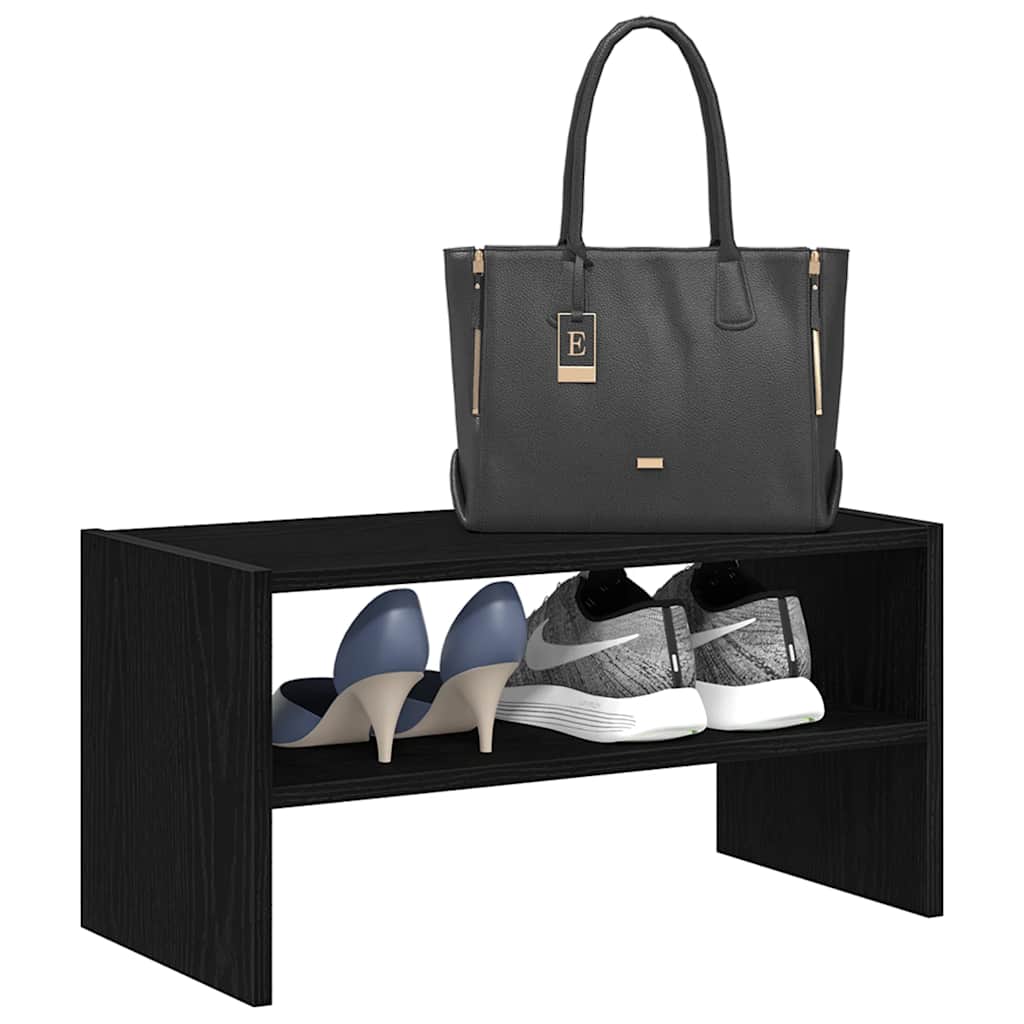 Schuhregal Stapelbar E Eiche 60X30X30,5 Cm Schwarz