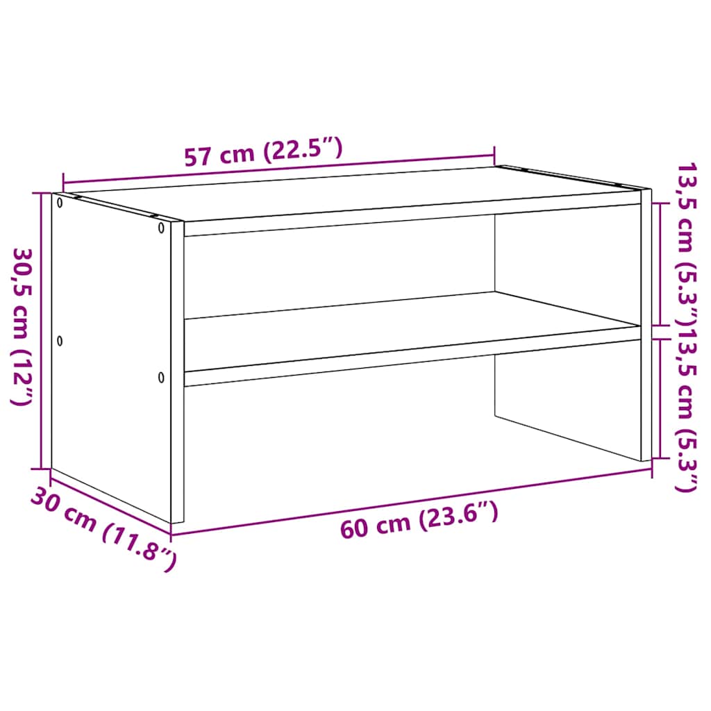Schuhregal Stapelbar Sonoma-Eiche 60X30X30,5 Cm Sonoma Eiche