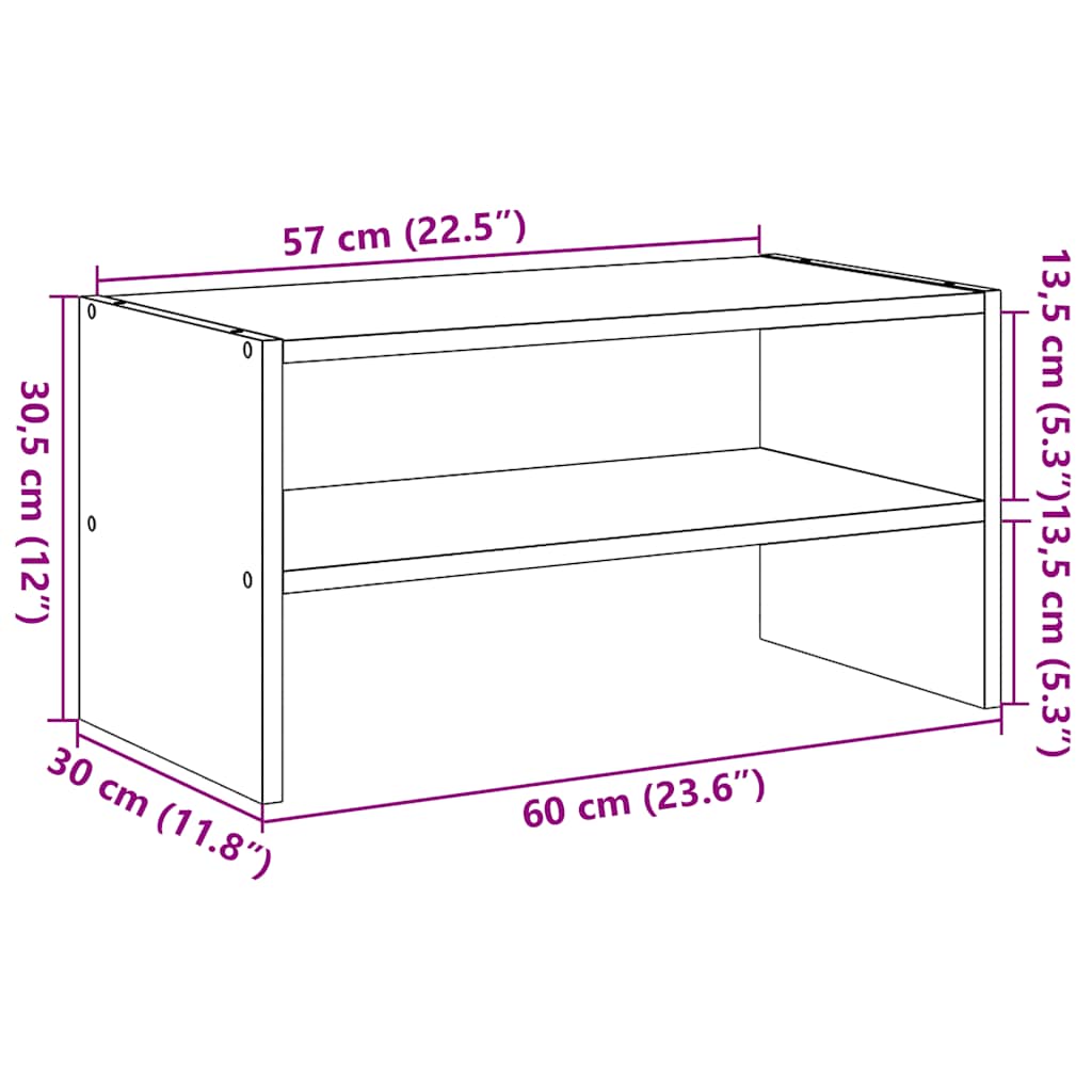 Schuhregal Stapelbar 60X30X30,5 Cm Räuchereiche