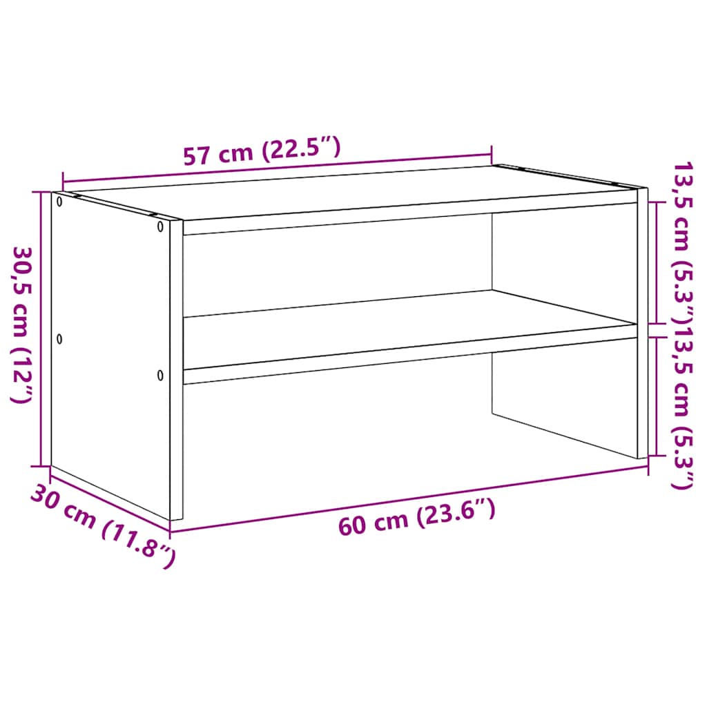 Schuhregal Stapelbar 60X30X30,5 Cm Grau Sonoma