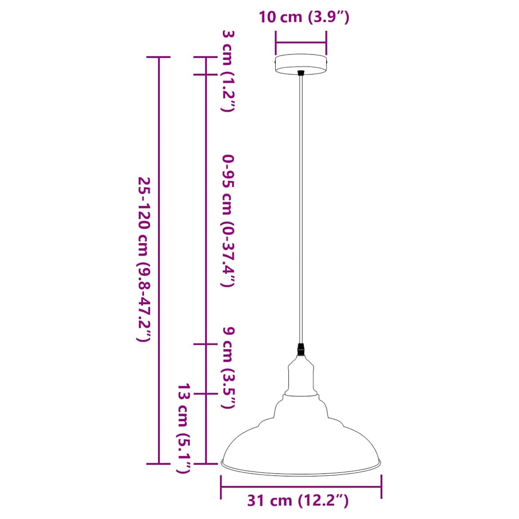 Pendelleuchte Höhenverstellbar E27 Ø 31 Cm