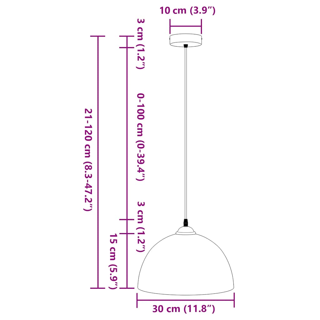 Pendelleuchten 2 Stk. Höhenverstellbar E27 Ø 30 Cm Metall