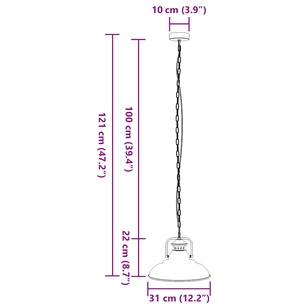 Pendelleuchte E27 Schwarz Ø 31 Cm Eisen Braun