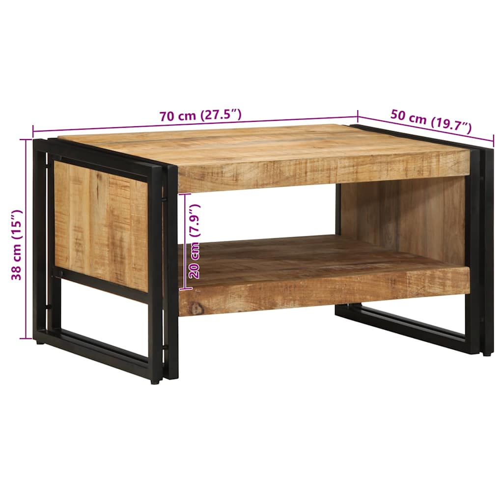 Couchtisch 70X50X38 Cm Raues Massivholz Mango
