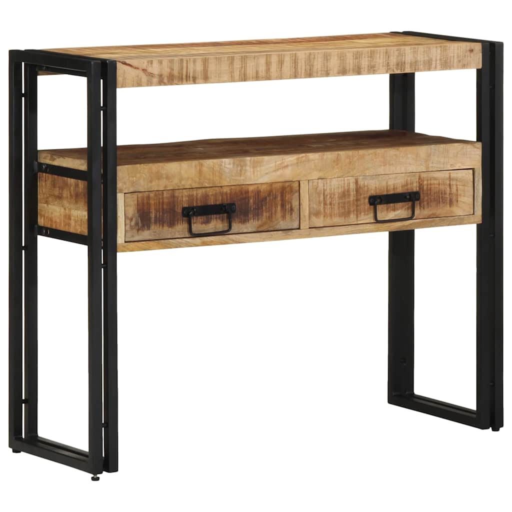 Konsolentisch Mit Regal Braun 90 X 33 X 75 Cm Massivholz Mango