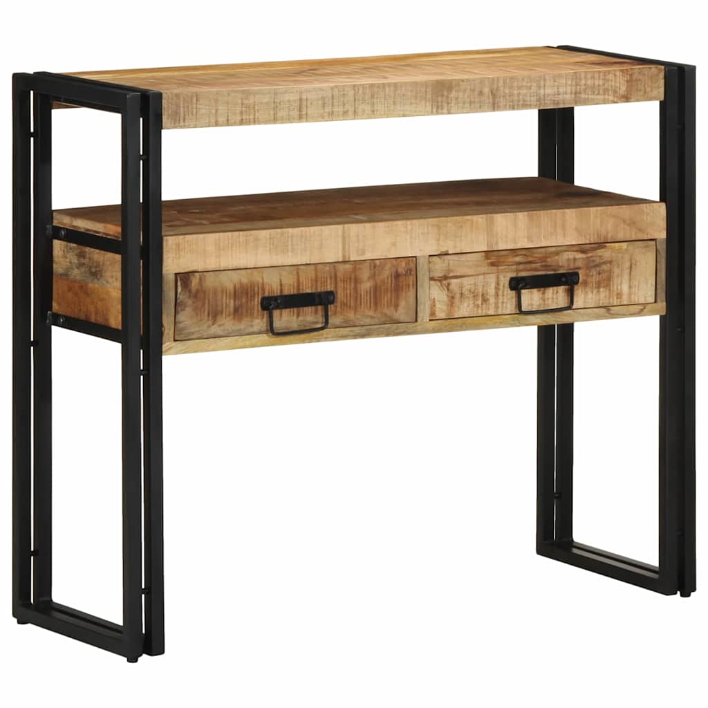 Konsolentisch Mit Regal Braun 90 X 33 X 75 Cm Massivholz Mango