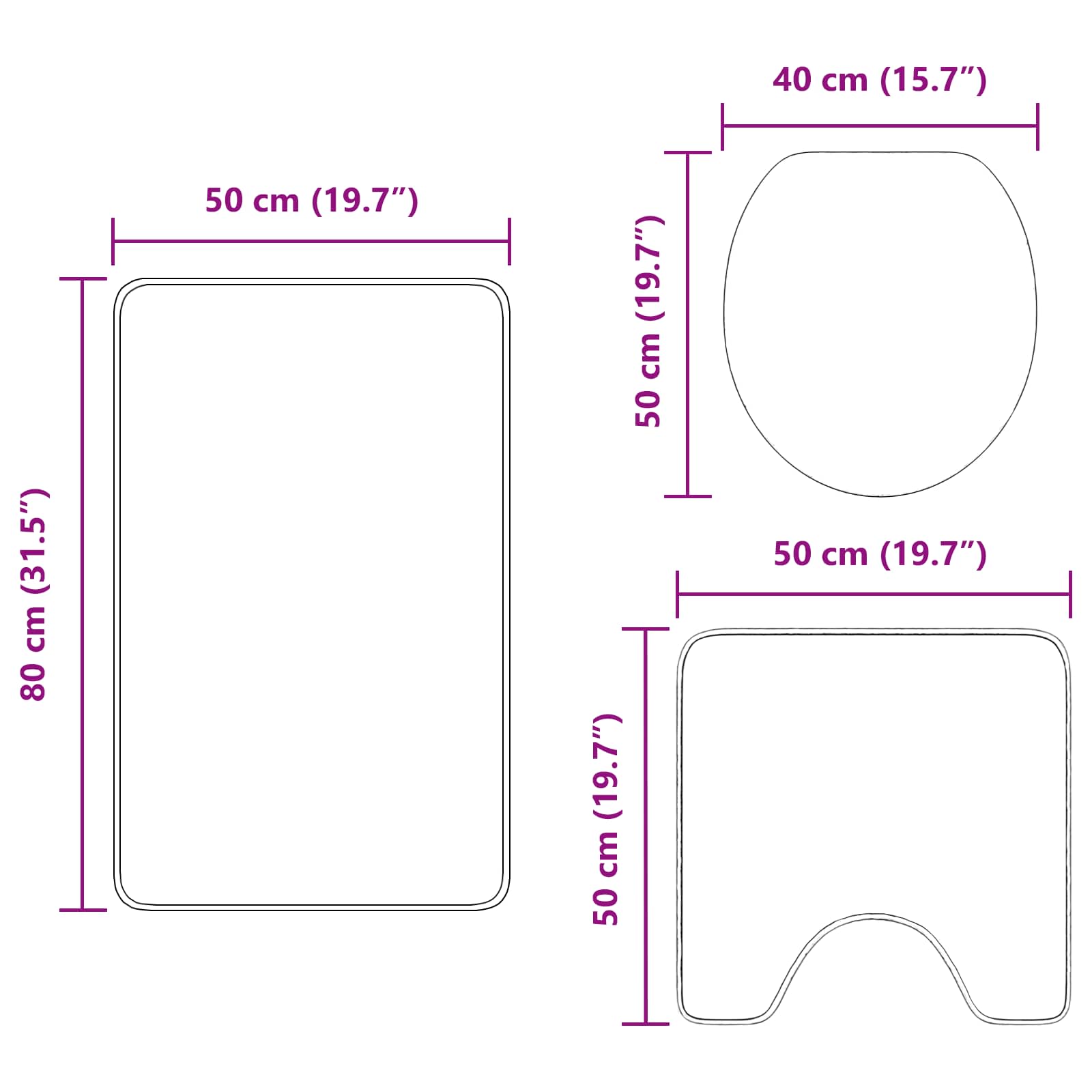 Anti-Rutsch Badematten-Set 3 Pcs Pp