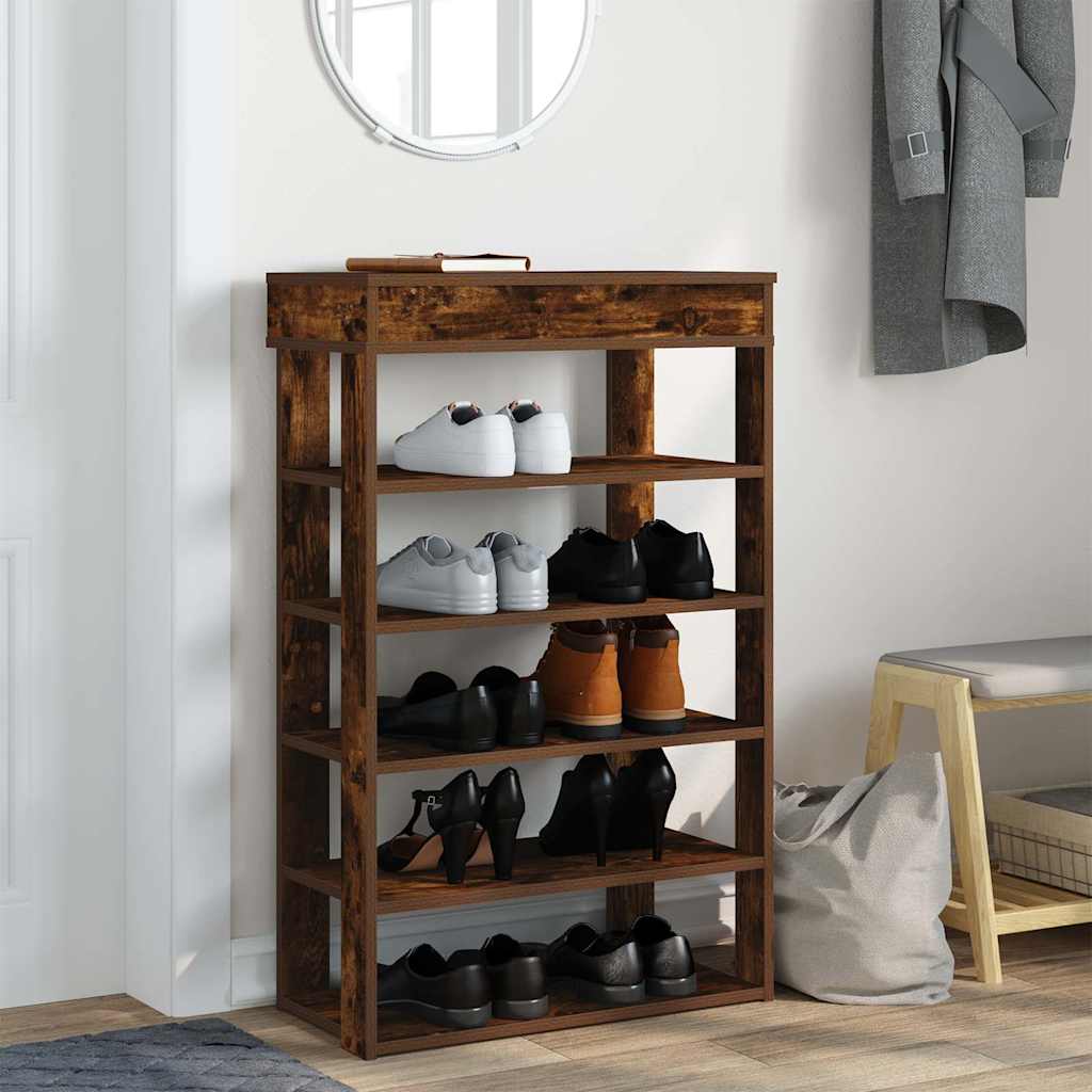 Schuhregal 60X30X98 Cm Holzwerkstoff Räuchereiche