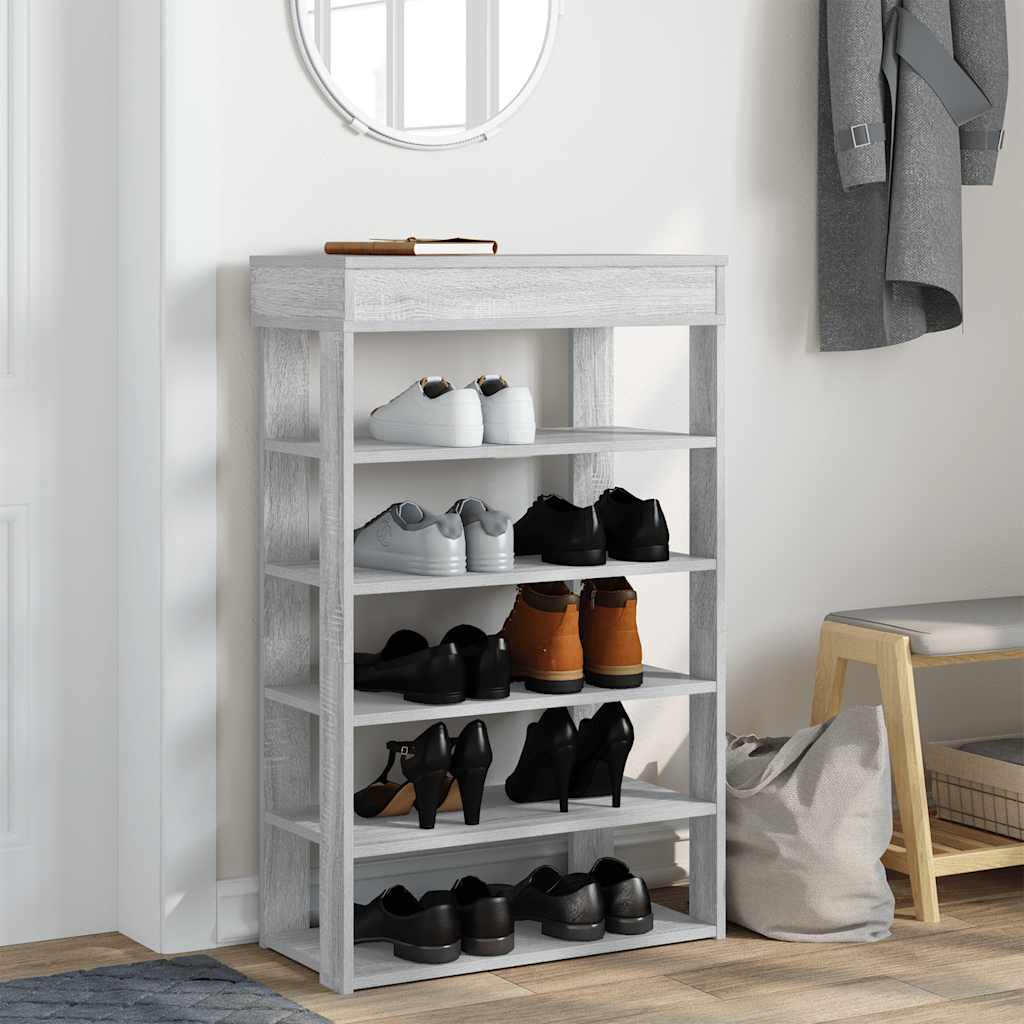 Schuhregal 60X30X98 Cm Holzwerkstoff Grau Sonoma