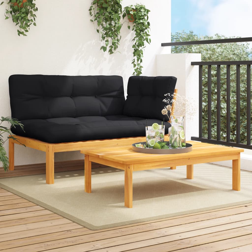 2-Tlg. Garten-Sofagarnitur Aus Paletten Mit Kissen Akazienholz