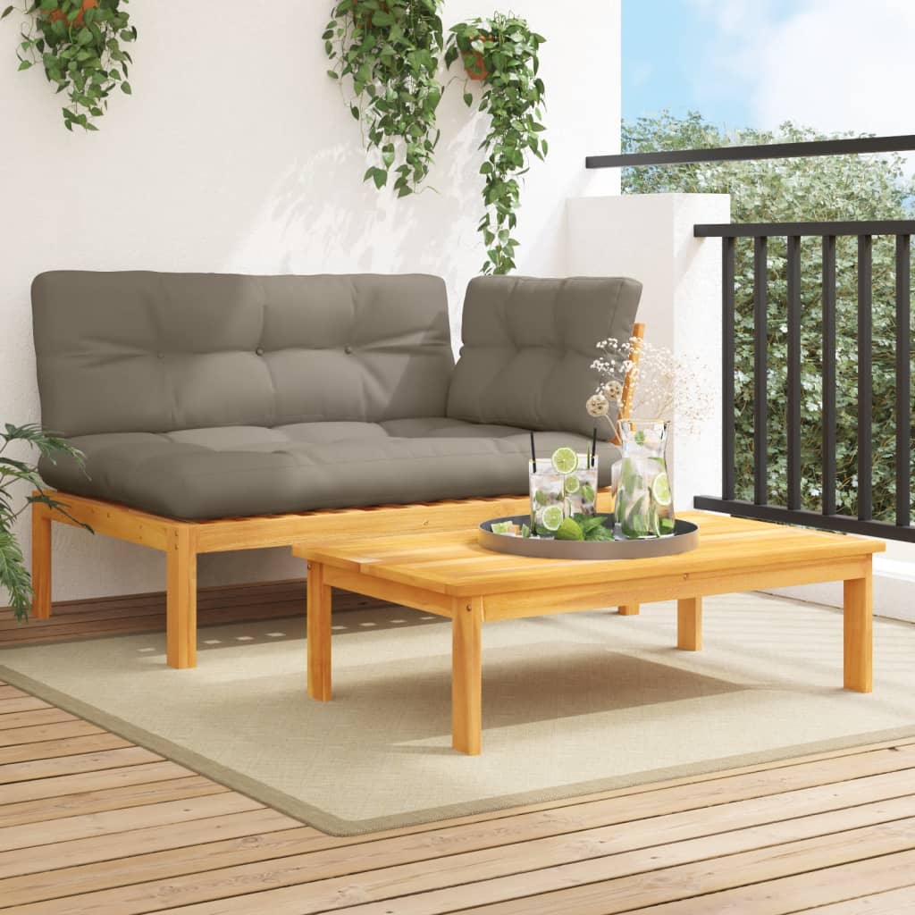 2-Tlg. Garten-Sofagarnitur Aus Paletten Mit Kissen Akazienholz