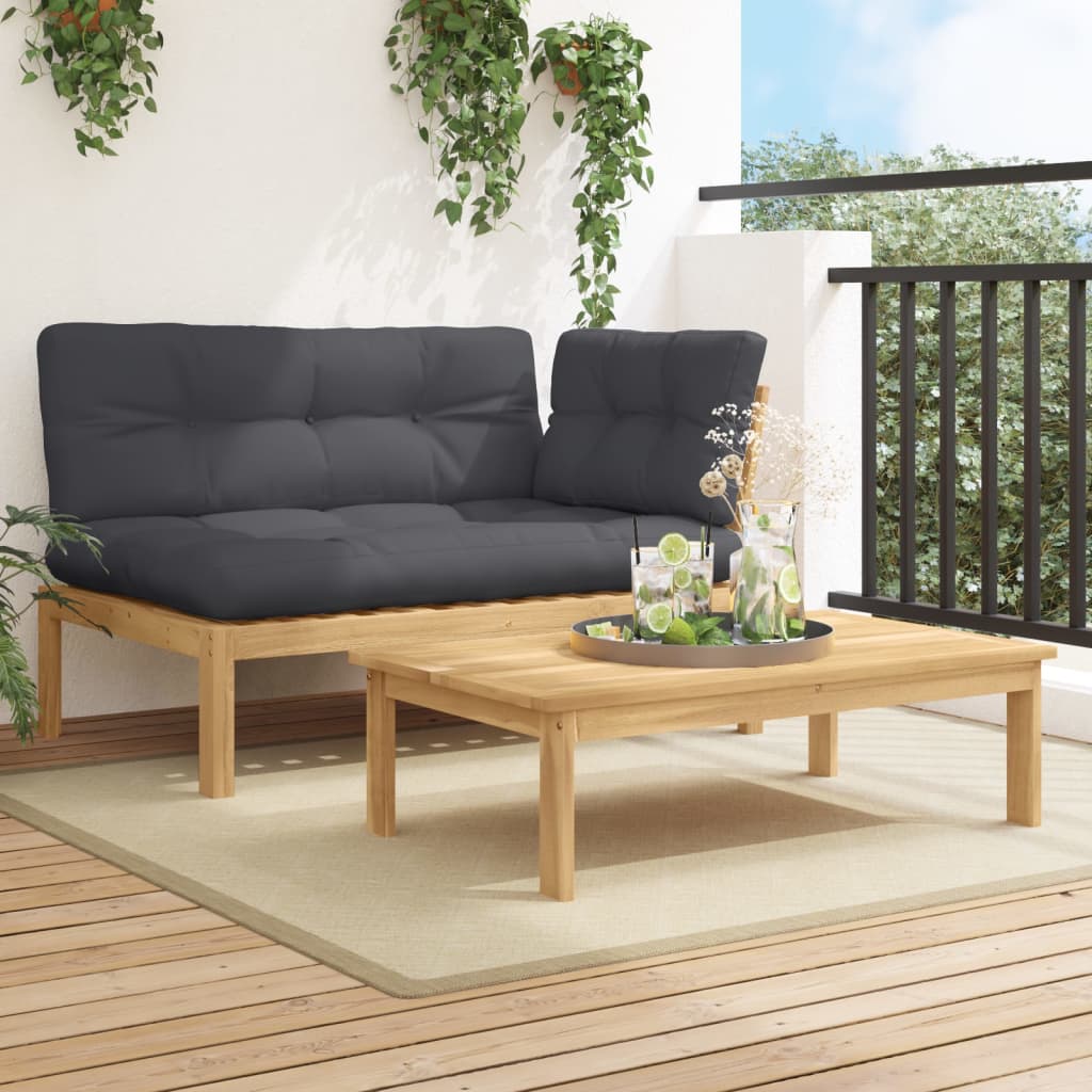 2-Tlg. Garten-Sofagarnitur Aus Paletten Mit Kissen Akazienholz