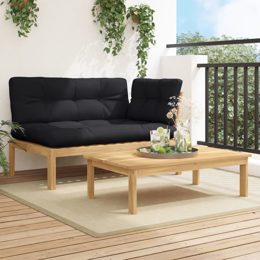 2-Tlg. Garten-Sofagarnitur Aus Paletten Mit Kissen Akazienholz