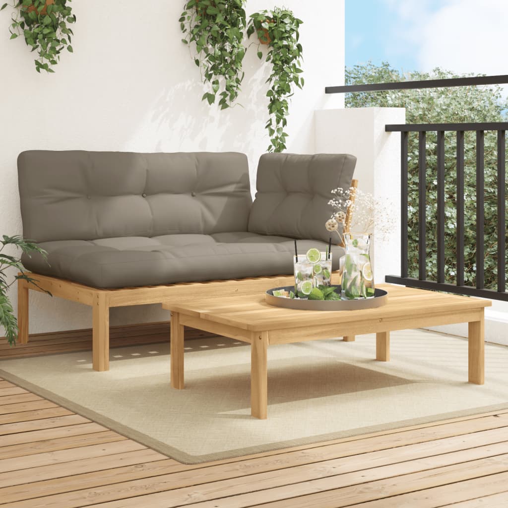 2-Tlg. Garten-Sofagarnitur Aus Paletten Mit Kissen Akazienholz