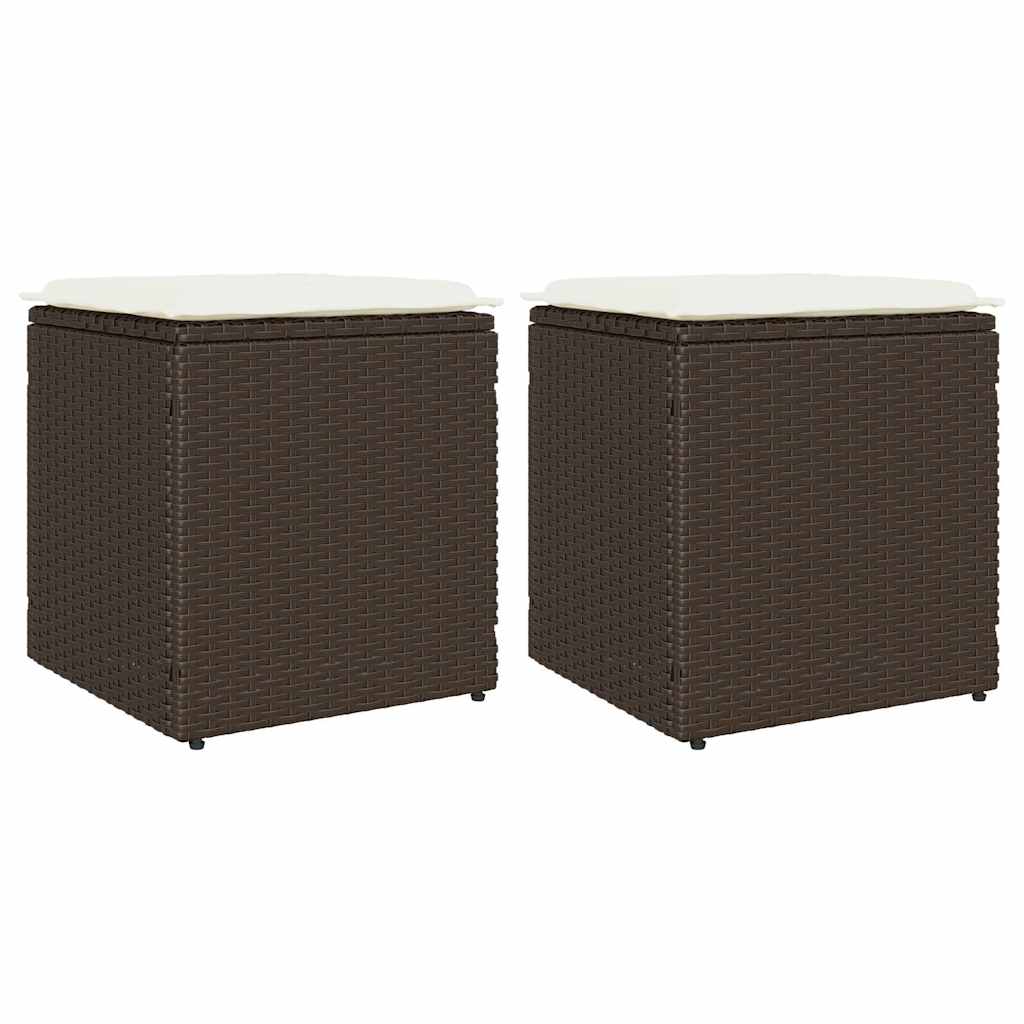 Gartenhocker Mit Kissen 2 Stk. 40X40X43 Cm Poly Rattan