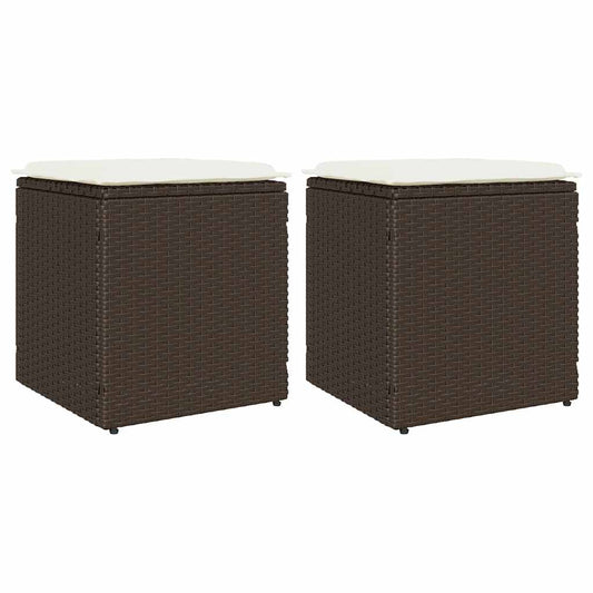 Gartenhocker Mit Kissen 2 Stk. 40X40X43 Cm Poly Rattan