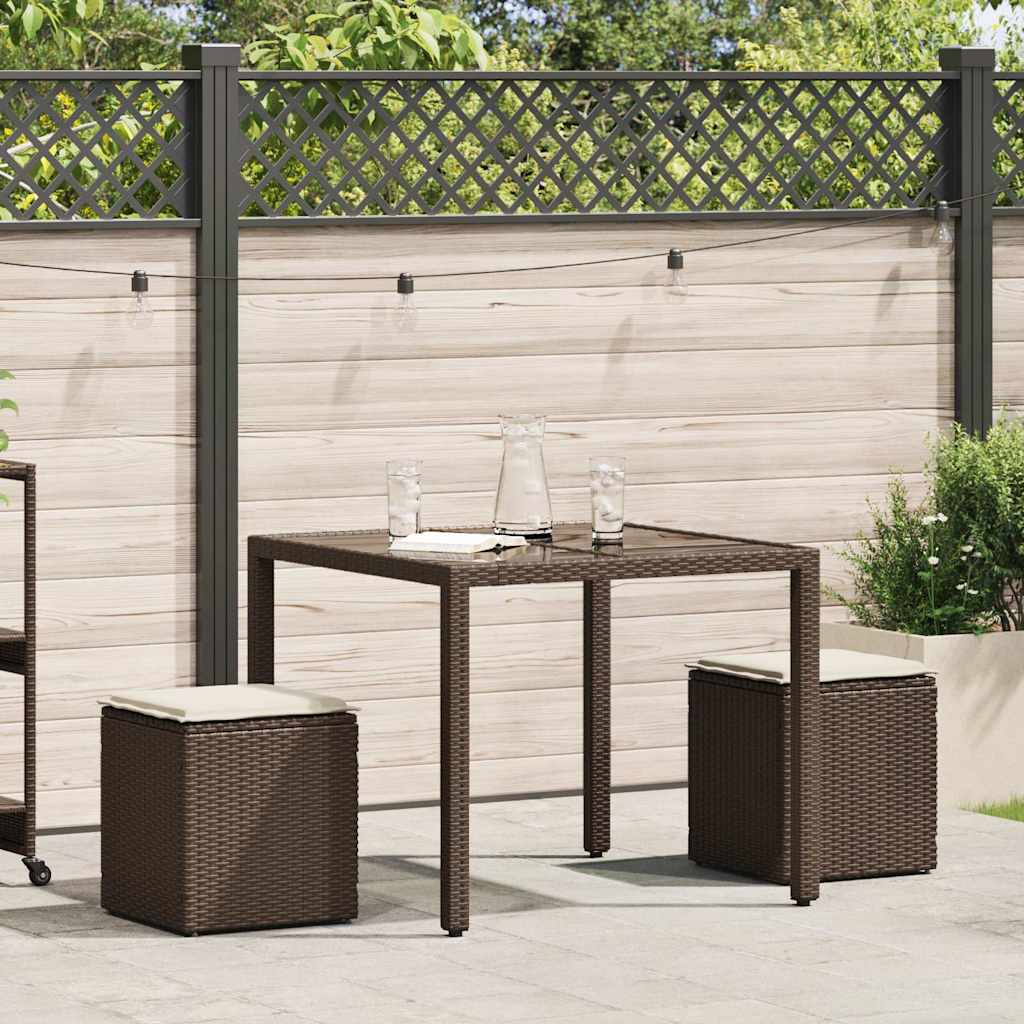 Gartenhocker Mit Kissen 2 Stk. 40X40X43 Cm Poly Rattan
