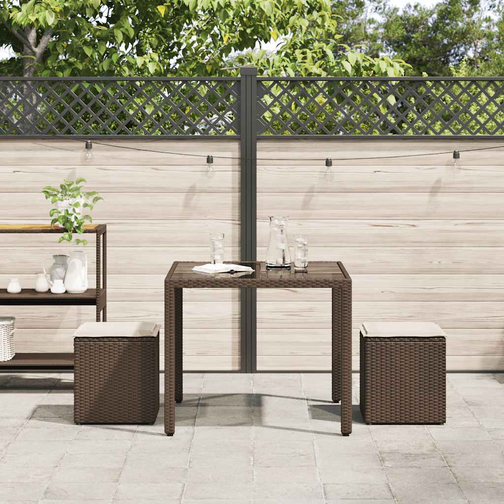 Gartenhocker Mit Kissen 2 Stk. 40X40X43 Cm Poly Rattan