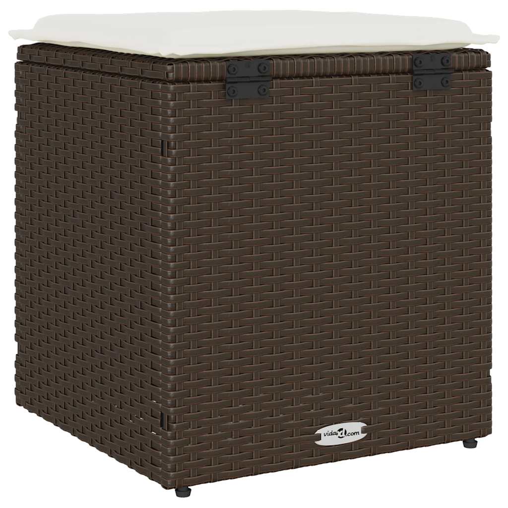 Gartenhocker Mit Kissen 2 Stk. 40X40X43 Cm Poly Rattan