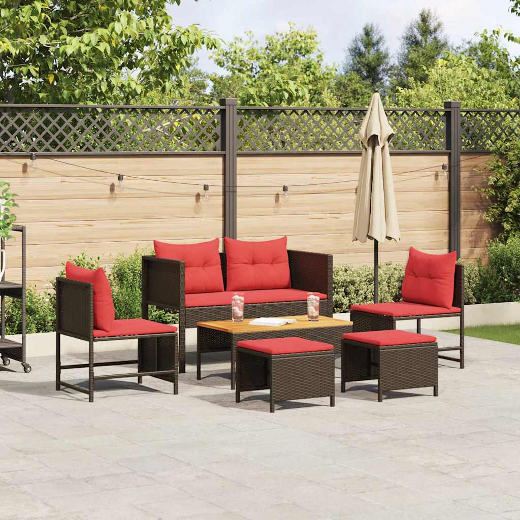 Gartensofa-Set Mit Kissen 6 Pcs Poly-Rattan
