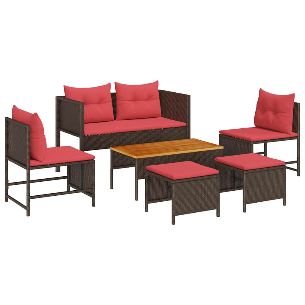 Gartensofa-Set Mit Kissen 6 Pcs Poly-Rattan