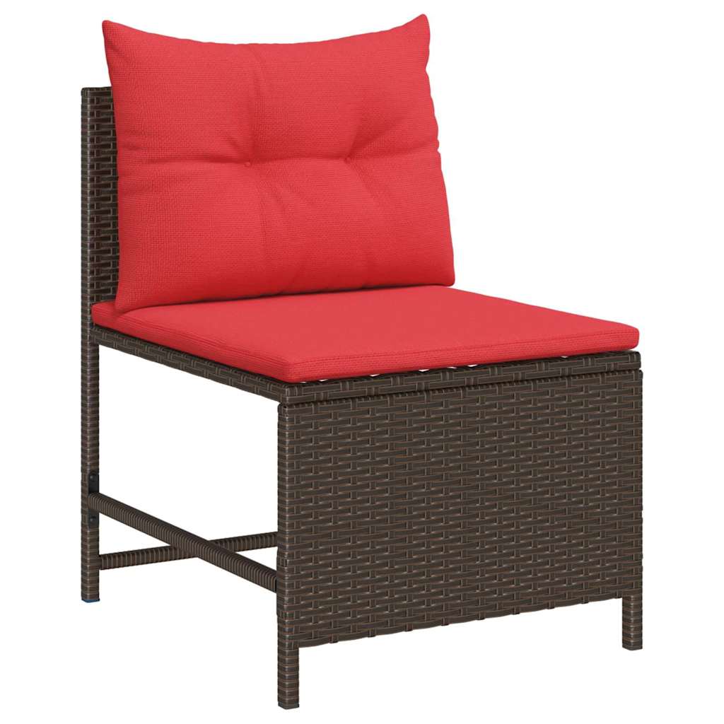 Gartensofa-Set Mit Kissen 6 Pcs Poly-Rattan