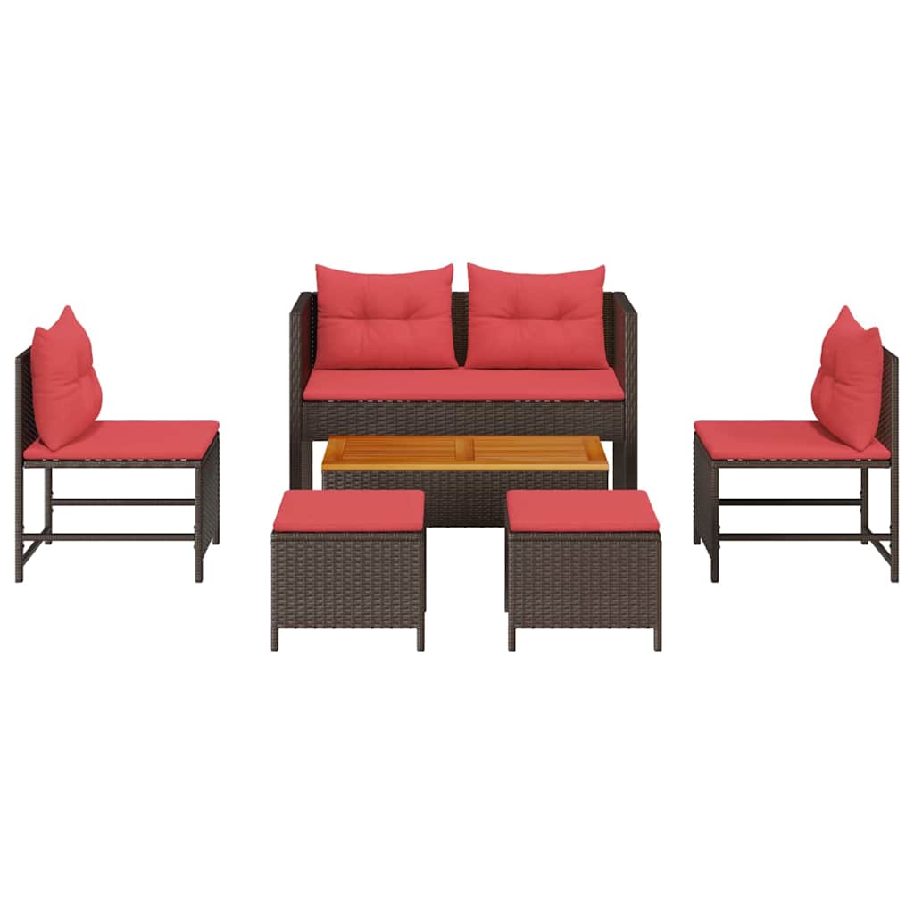 Gartensofa-Set Mit Kissen 6 Pcs Poly-Rattan