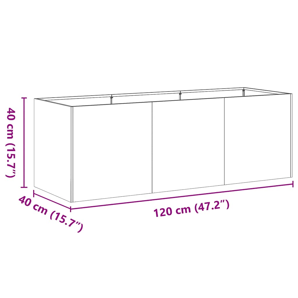 Pflanzkübel Rostig 120X40X40 Cm Wetterfester Stahl Verzinkter Stahl