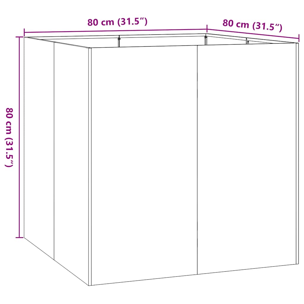 Pflanzkübel Rostig 80X80X80 Cm Wetterfester Stahl Verzinkter Stahl