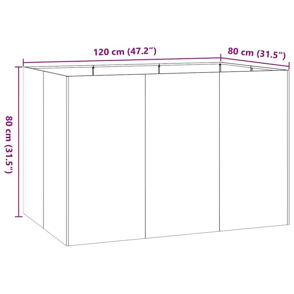 Pflanzkübel Rostig 120X80X80 Cm Wetterfester Stahl Verzinkter Stahl