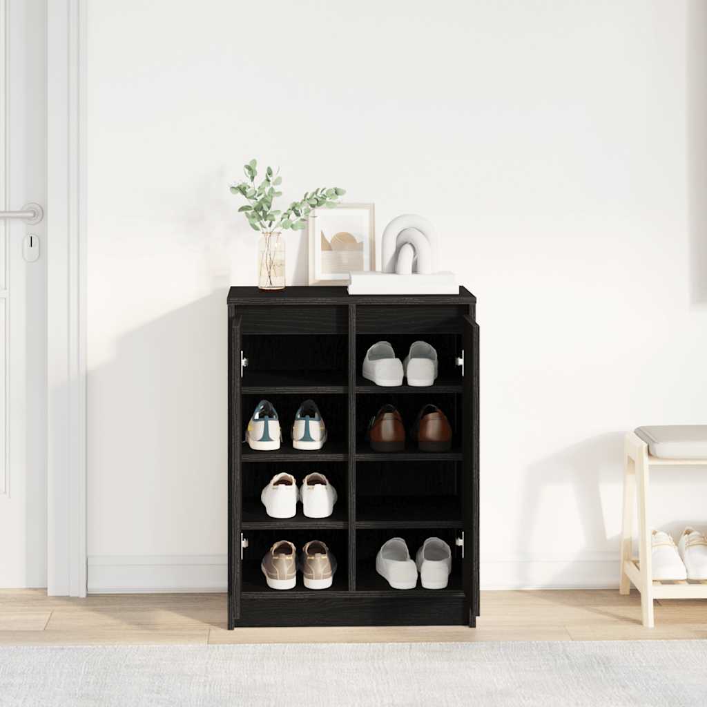 Schuhschrank Schwarz Eichen-Optik 57X34X76 Cm Holzwerkstoff Schwarze Eiche