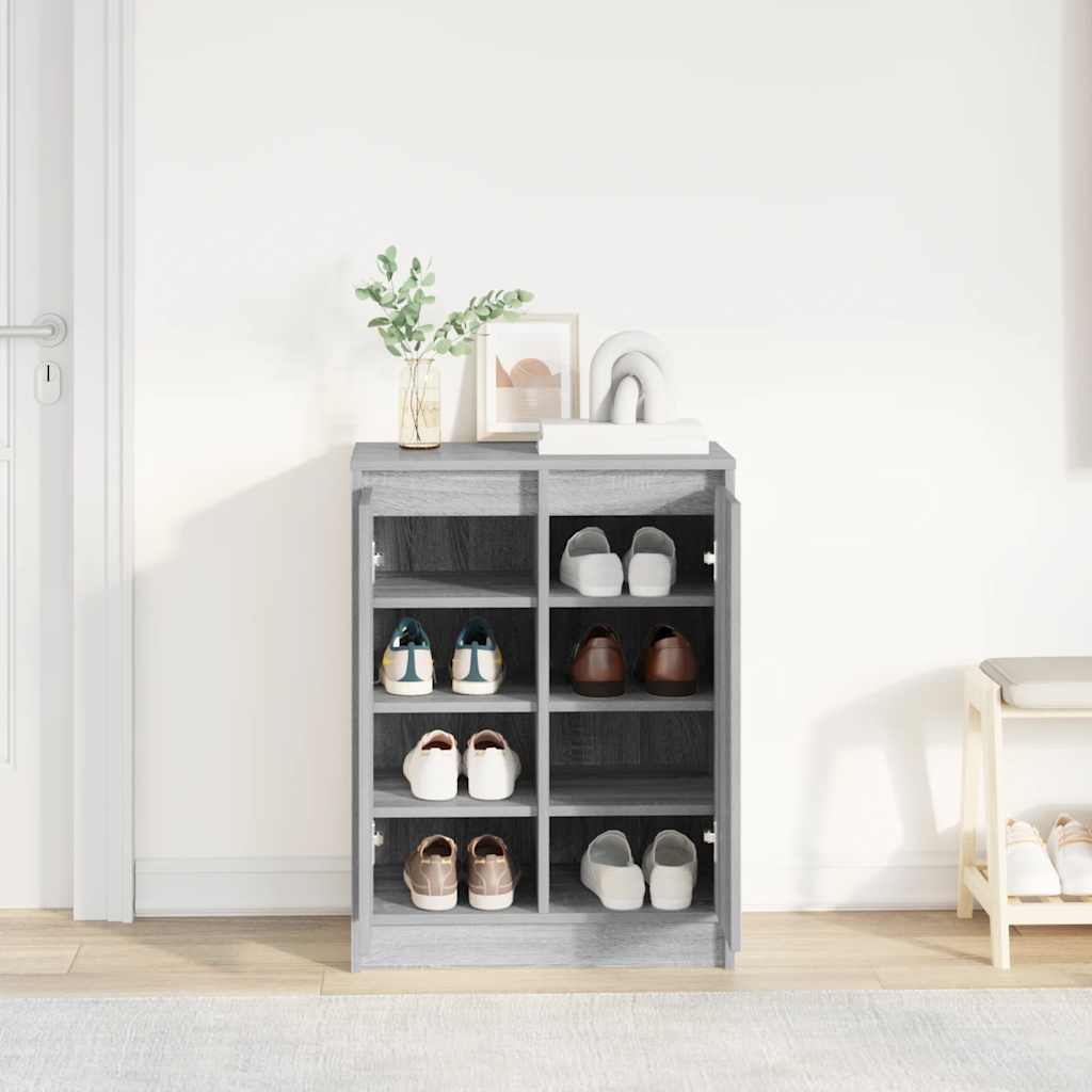 Schuhschrank 57X34X76 Cm Holzwerkstoff Grau Sonoma