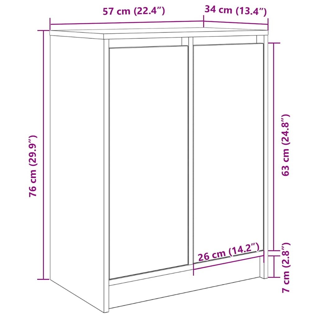 Schuhschrank 57X34X76 Cm Holzwerkstoff Grau Sonoma