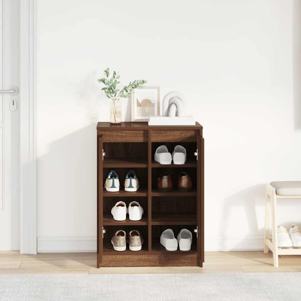Schuhregal Braun Eichen-Optik 57X34X76 Cm Holzwerkstoff Braune Eiche