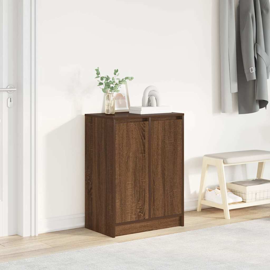 Schuhregal Braun Eichen-Optik 57X34X76 Cm Holzwerkstoff Braune Eiche