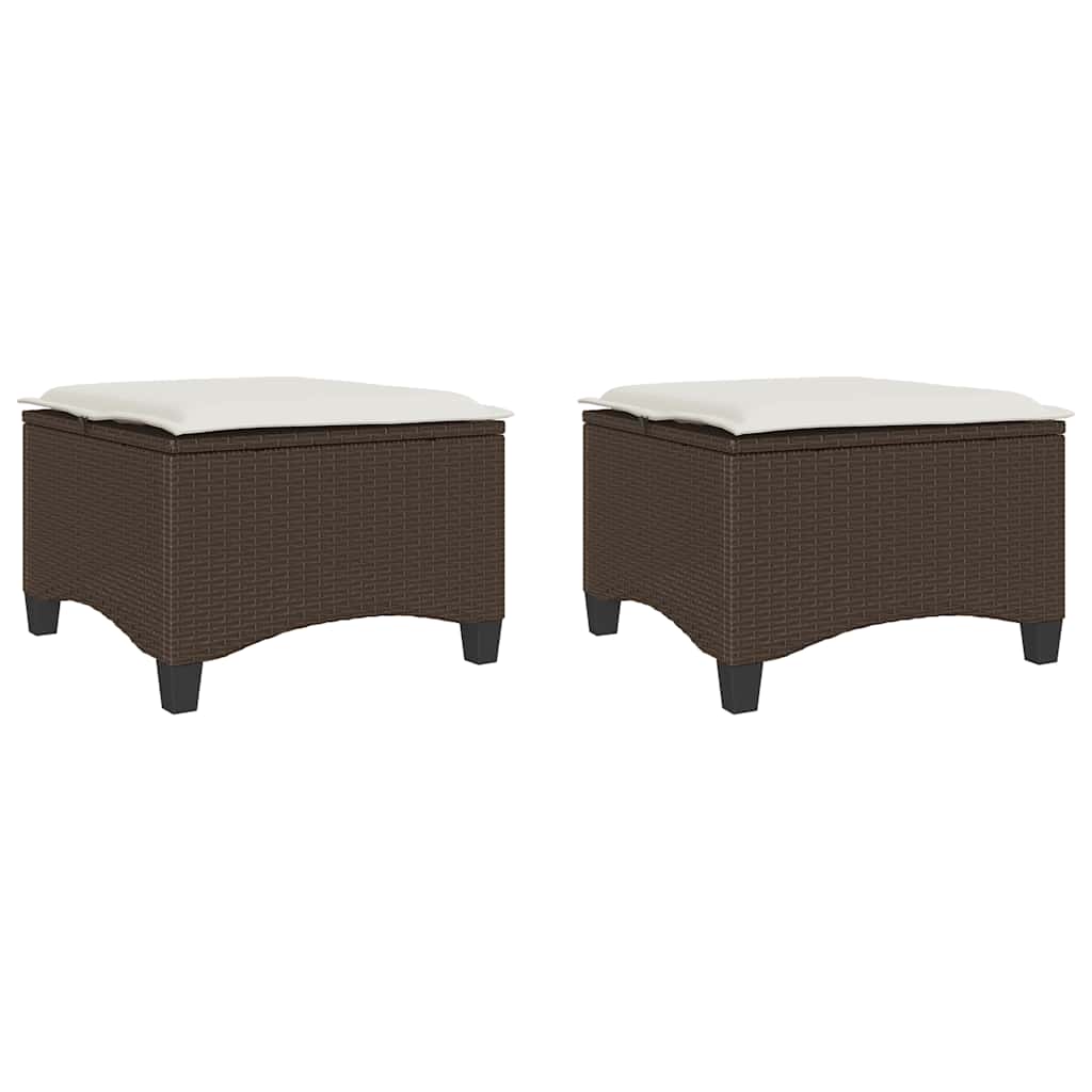 Gartenhocker Mit Kissen 2 Stk. Braun 55X55X36 Cm Poly Rattan