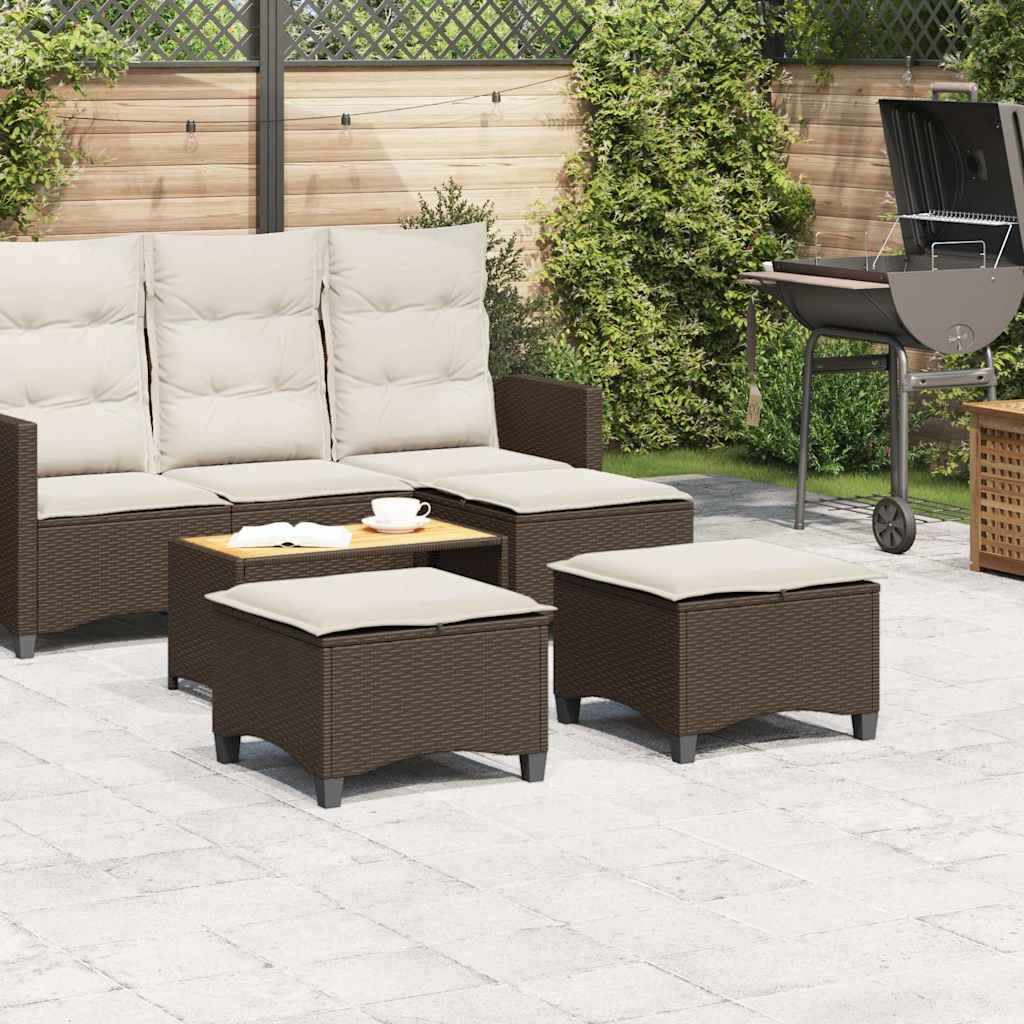Gartenhocker Mit Kissen 2 Stk. Braun 55X55X36 Cm Poly Rattan