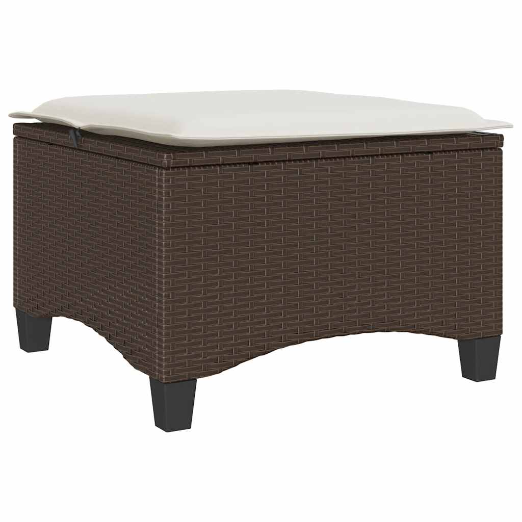 Gartenhocker Mit Kissen 2 Stk. Braun 55X55X36 Cm Poly Rattan