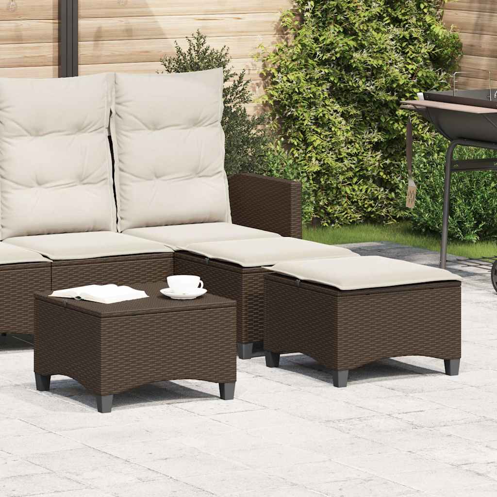 Gartenhocker Mit Kissen 2 Stk. Braun 55X55X36 Cm Poly Rattan