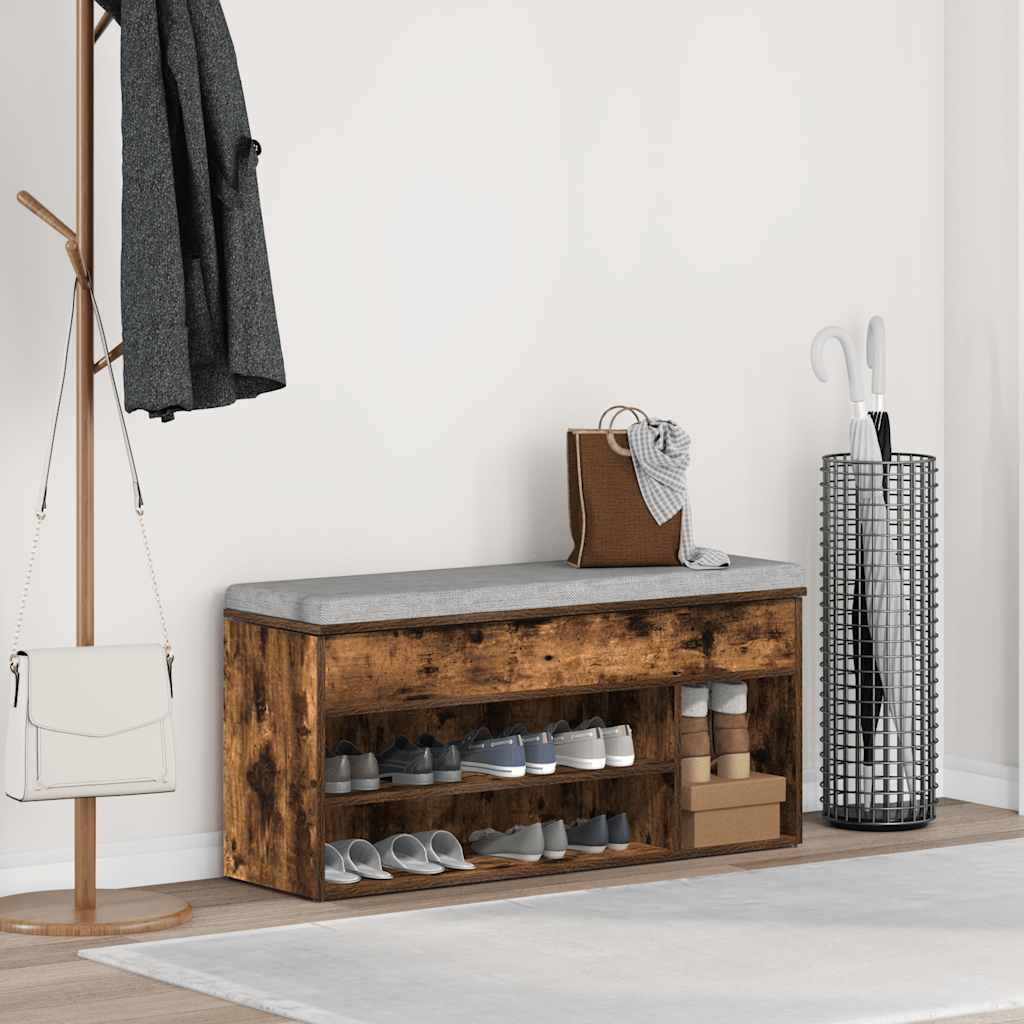 Schuhbank 102X30,5X45 Cm Holzwerkstoff Räuchereiche