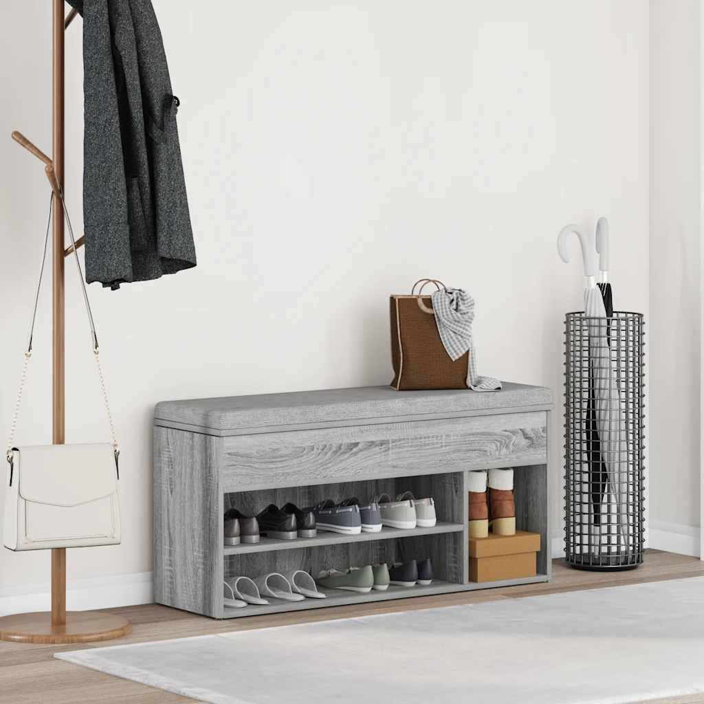 Schuhbank 102X30,5X45 Cm Holzwerkstoff Grau Sonoma