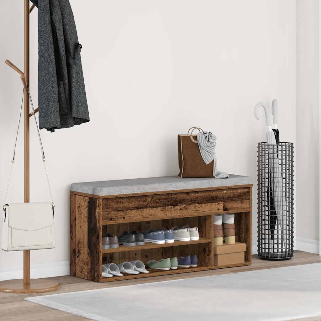 Schuhbank -Optik 102X30,5X45 Cm Holzwerkstoff Altholz