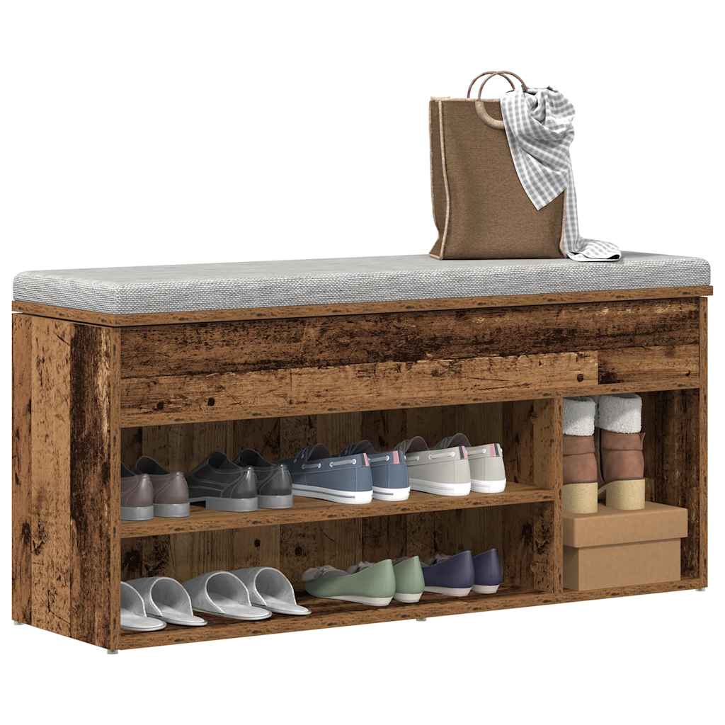 Schuhbank -Optik 102X30,5X45 Cm Holzwerkstoff Altholz