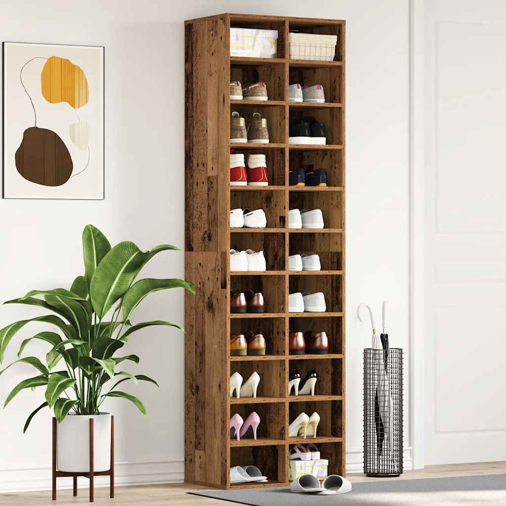 Schuhschrank -Optik 54X34X183 Cm Holzwerkstoff Altholz