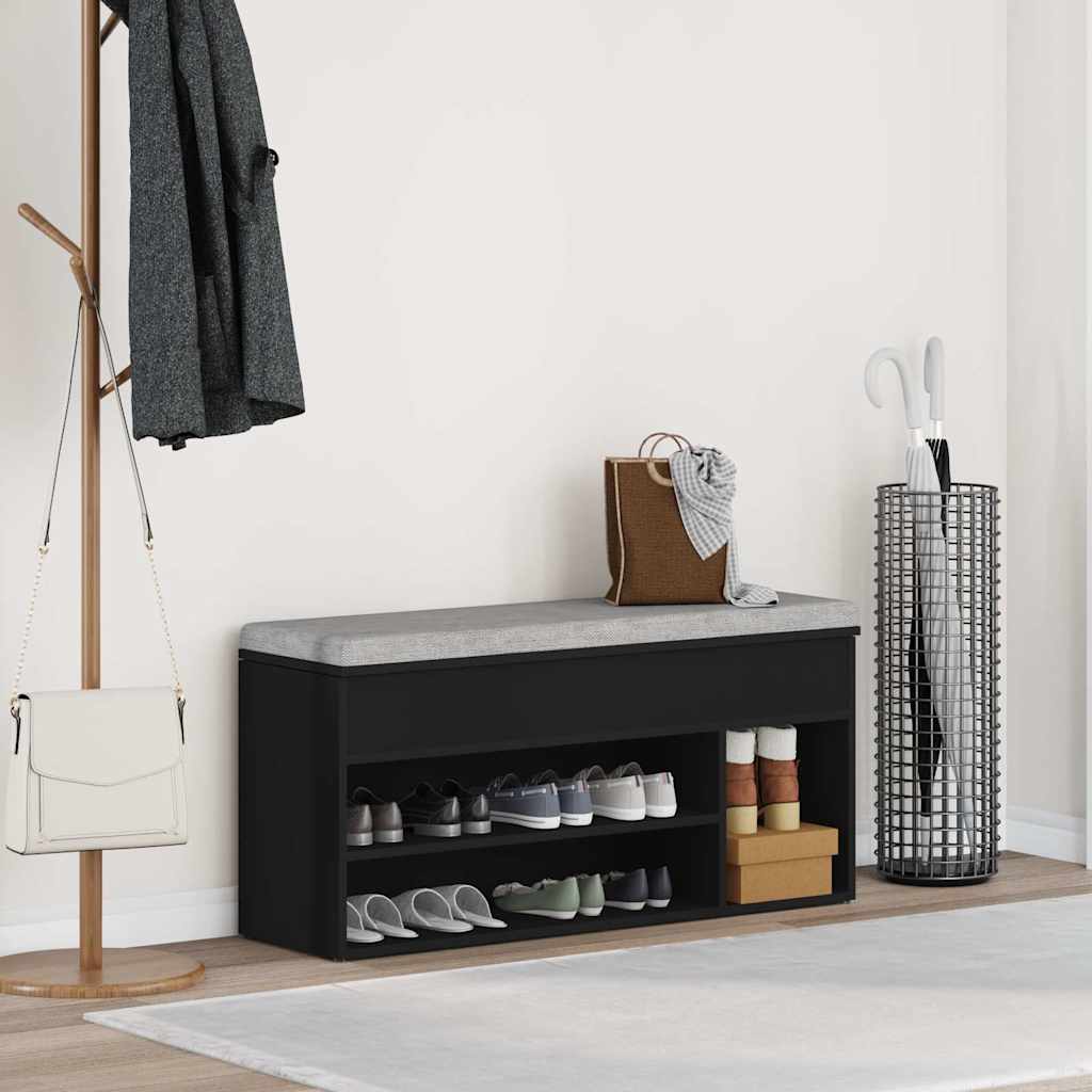 Schuhbank 102X30,5X45 Cm Holzwerkstoff Schwarz